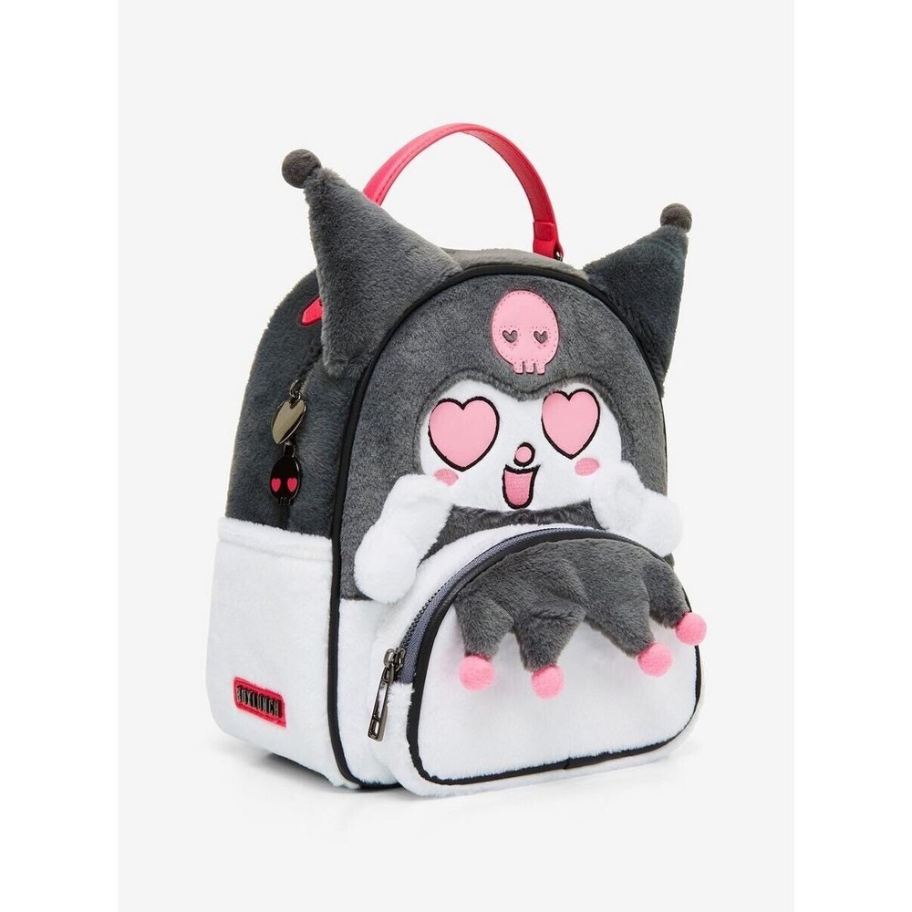 Sanrio Kuromi Heart Eyes Figural Mini Backpack Faux Fur 3D Ears Sealed In A Bag - Picture 2 of 11